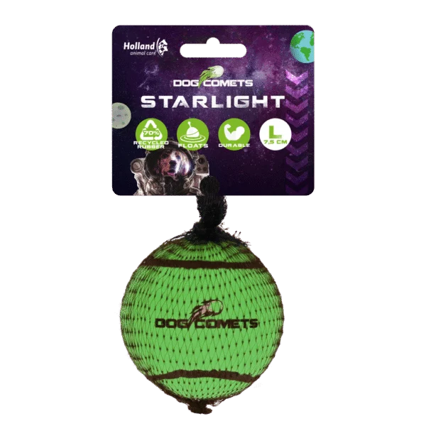 Balle de tennis pour chien flottante L, Ø 7,5 cm, verte – Dog Comets Starlight