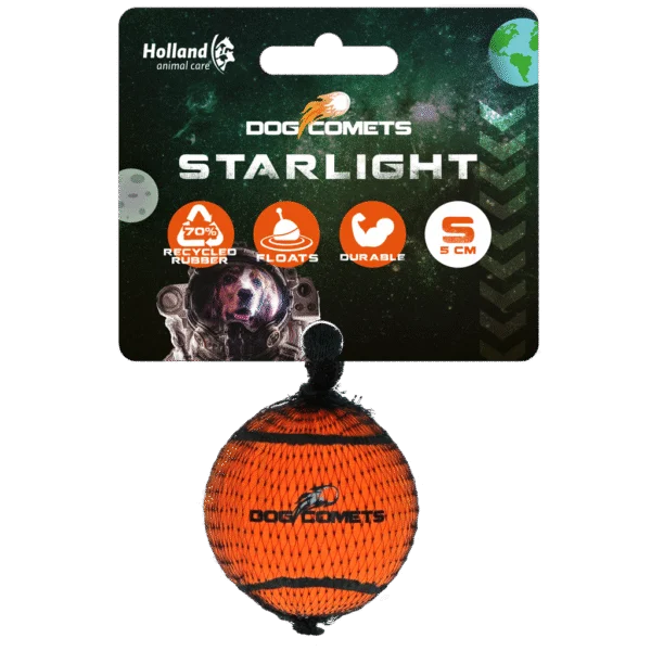 Balle de tennis pour chien flottante, orange S, Ø 5 cm – Dog Comets Starlight