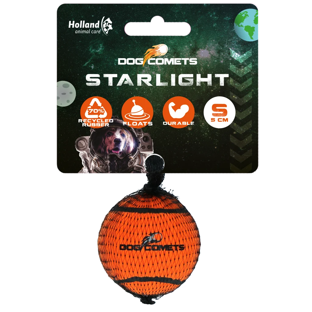 Balle de tennis pour chien flottante, orange S, Ø 5 cm – Dog Comets Starlight – Image 1