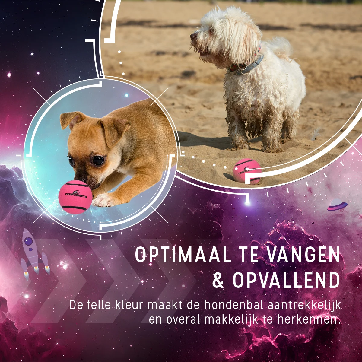 Balle de tennis flottante pour chien, Ø 7,5 cm, rose, 2 pièces – Dog Comets Starlight – Image 4