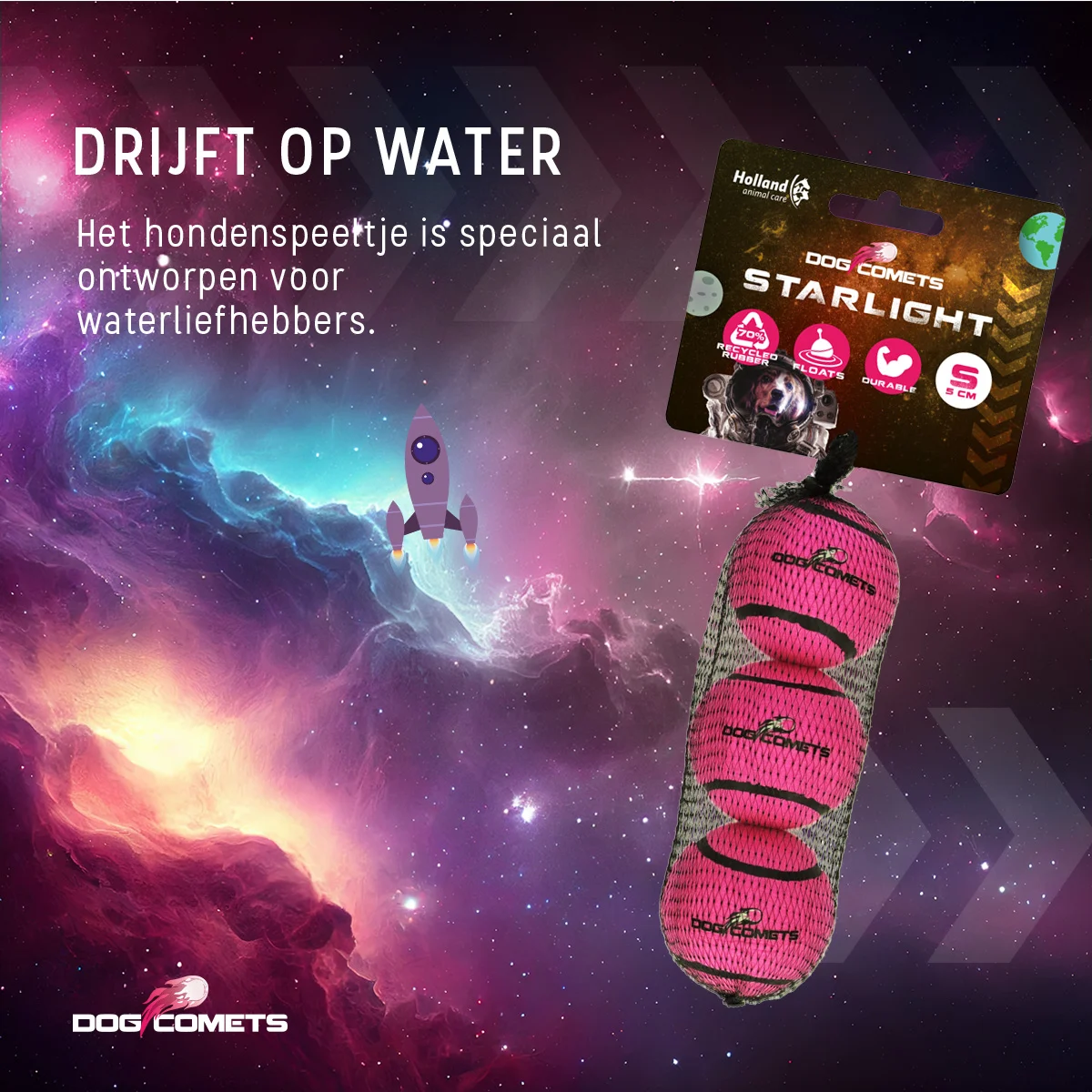 Balle de tennis pour chien, flottante, rose S, Ø 5 cm, 3 pièces – Dog Comets Starlight – Image 6