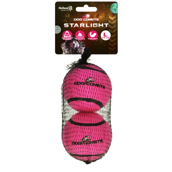 Balle de tennis flottante pour chien, Ø 7,5 cm, rose, 2 pièces – Dog Comets Starlight