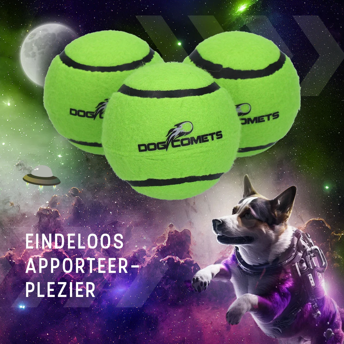 Balle de tennis pour chien flottante L, Ø 7,5 cm, verte – Dog Comets Starlight – Image 5