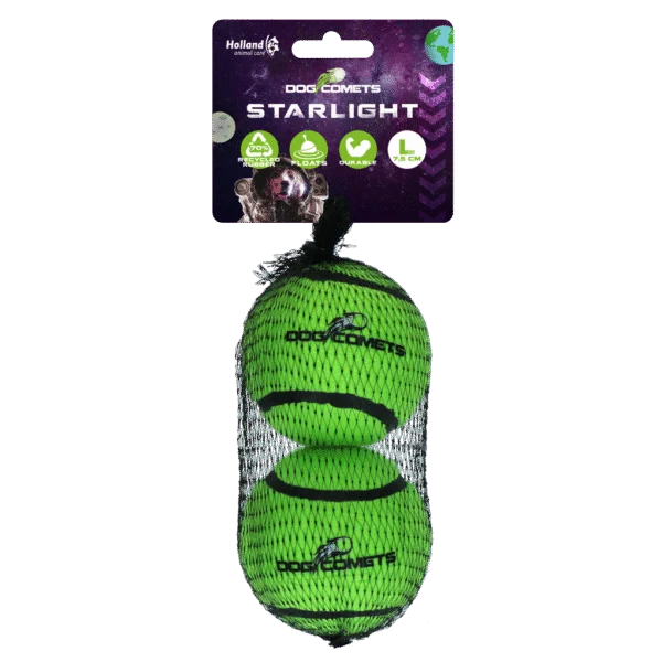 Balles de tennis flottantes pour chien, Ø 7,5 cm, vertes, 2 pièces – Dog Comets Starlight