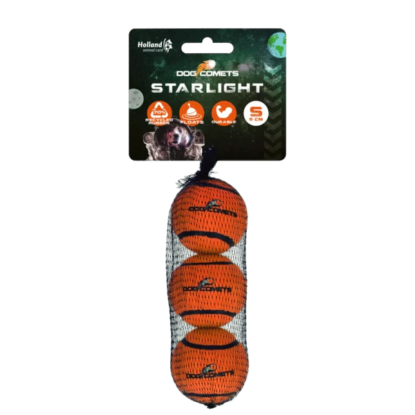 Balle de tennis pour chien, flottante, orange S, Ø 5 cm, 3 pièces – Dog Comets Starlight
