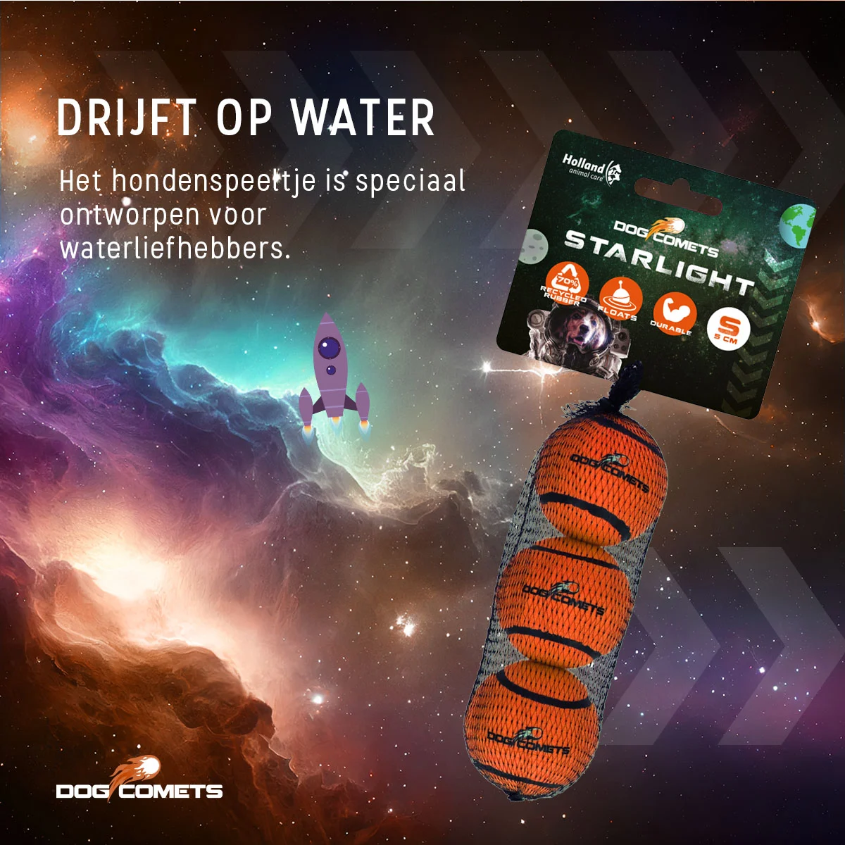 Balle de tennis pour chien, flottante, orange S, Ø 5 cm, 3 pièces – Dog Comets Starlight – Image 6
