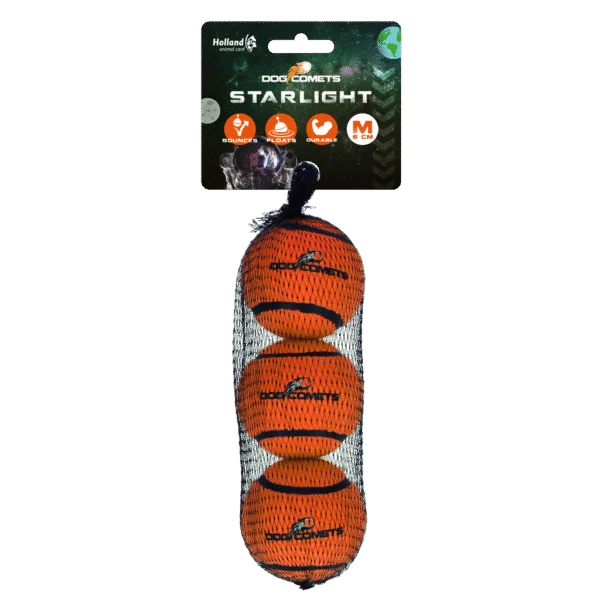 Balle de tennis flottante pour chien, Ø 6 cm, orange, 3 pièces – Dog Comets Starlight