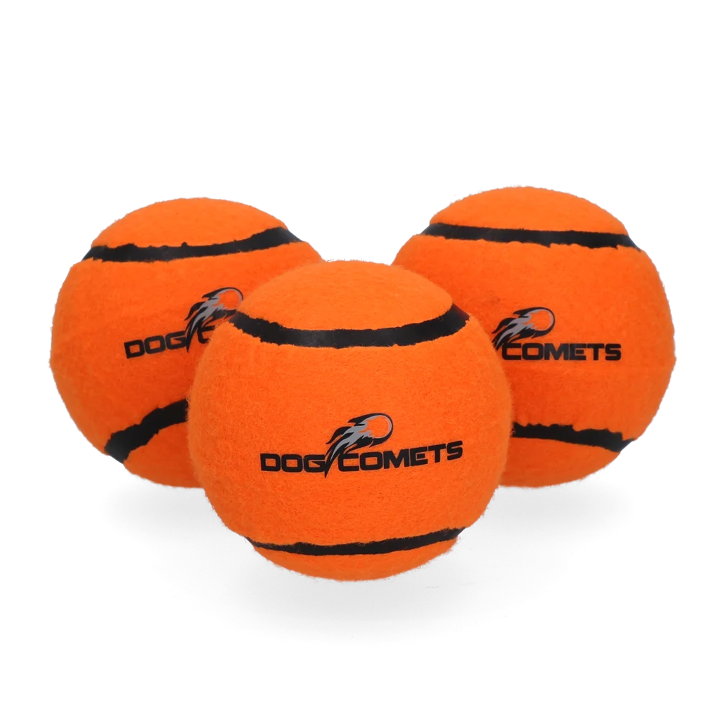 Balle de tennis pour chien avec couineur M, Ø 6 cm, orange, 3 pièces – Dog Comets Neutron Star – Image 3