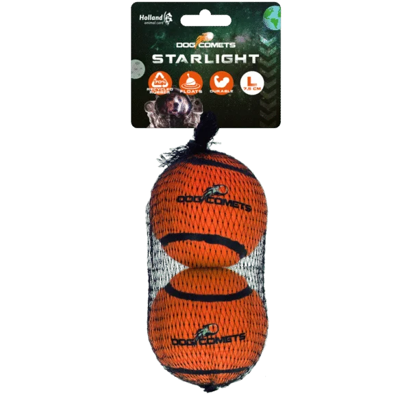 Balle de tennis flottante pour chien, Ø 7,5 cm, orange, 2 pièces – Dog Comets Starlight