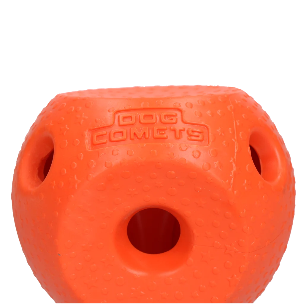 Balle à friandises pour chiens en caoutchouc TPR, orange – Dog Comets Treat Lock Ball – Image 2