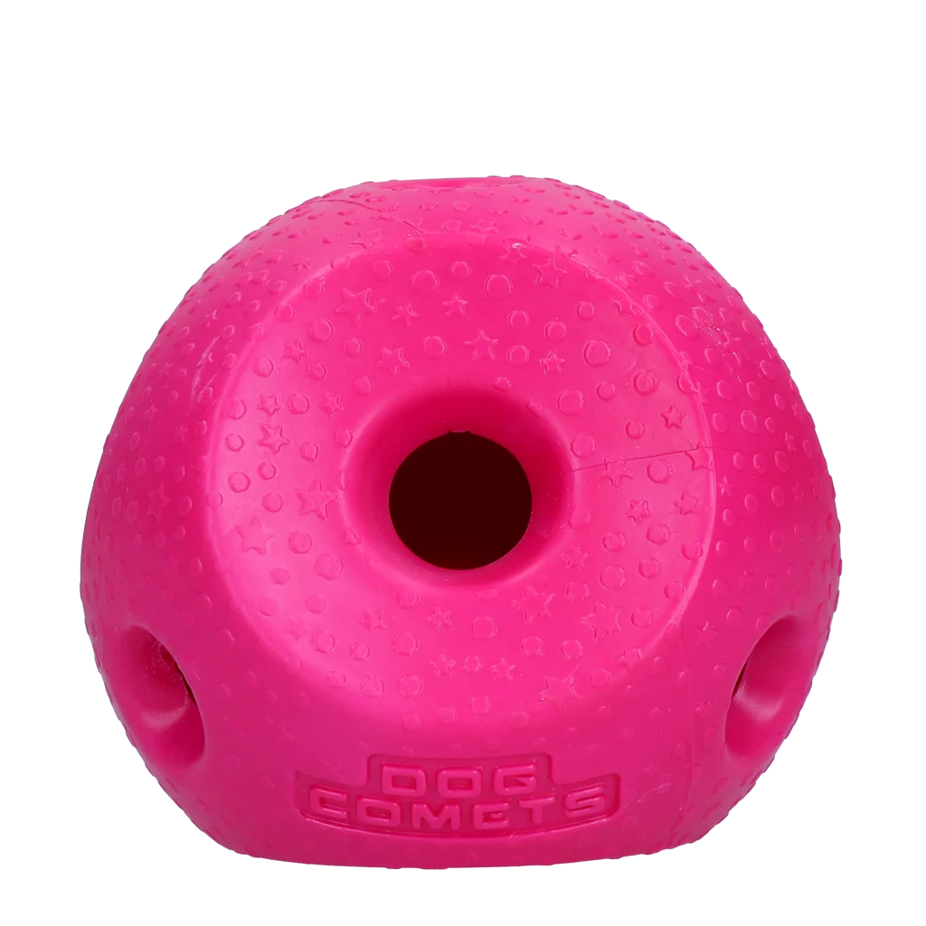 Balle à friandises pour chiens en caoutchouc TPR, rose – Dog Comets Treat Lock Ball – Image 1