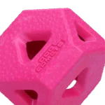 Jouet cube à friandises en caoutchouc TPR pour snacks et bâtonnets à mâcher, rose – Dog Comets Treat Lock Cube – Image 2