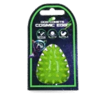 Jouet à rapporter en forme d’œuf avec couineur et picots, vert S, Ø 50 x 60 mm – Dog Comets Cosmic Egg