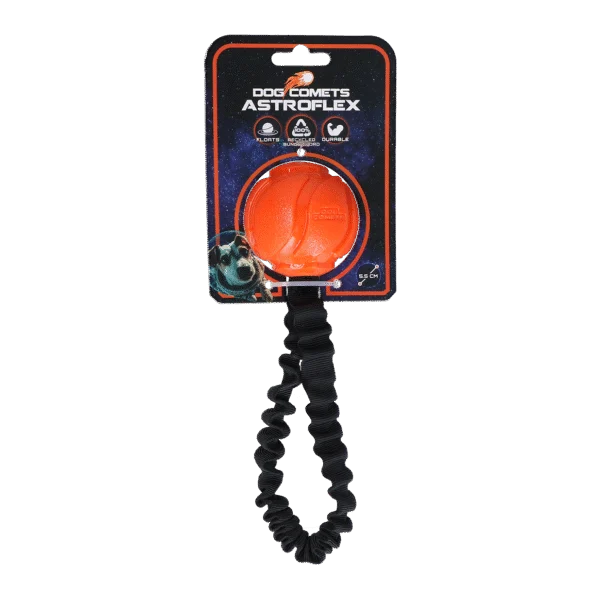 Balle pour chien avec élastique, Ø 65 x 220 mm, orange – Dog Comets AstroFlex
