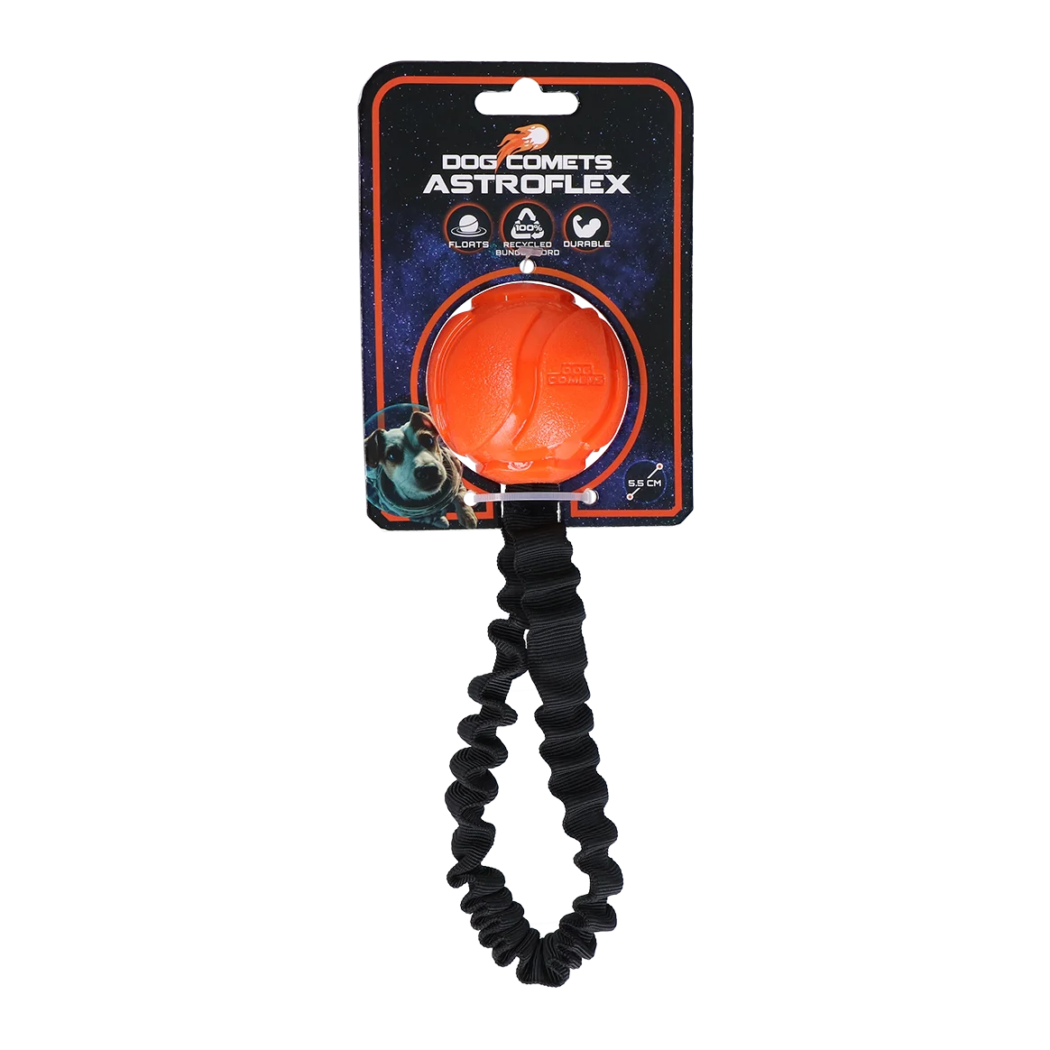 Balle pour chien avec élastique, Ø 65 x 220 mm, orange – Dog Comets AstroFlex – Image 1