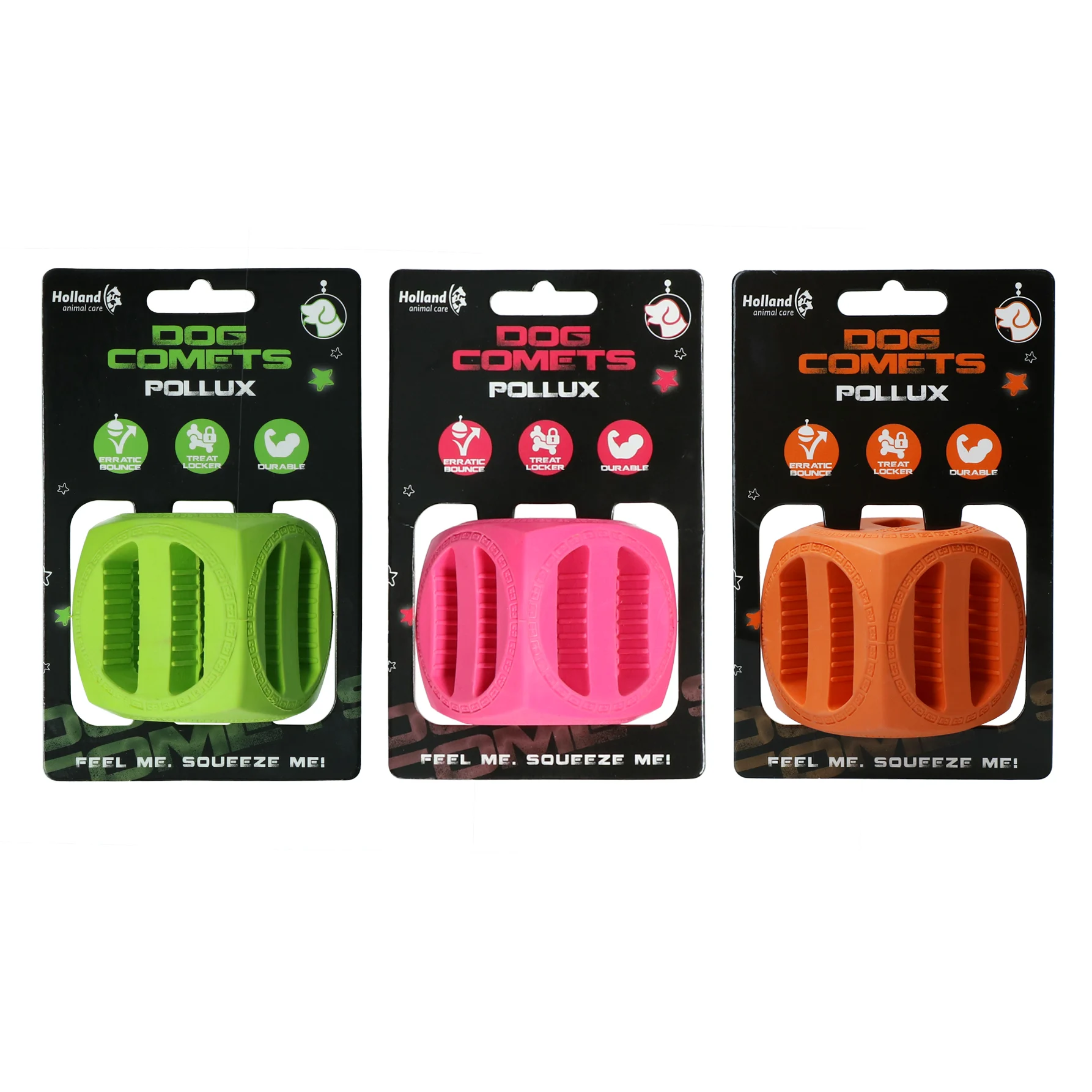 Cube à friandises en caoutchouc naturel, rebondissant, orange, 5,5 x 5,5 cm – Dog Comets Pollux – Image 2