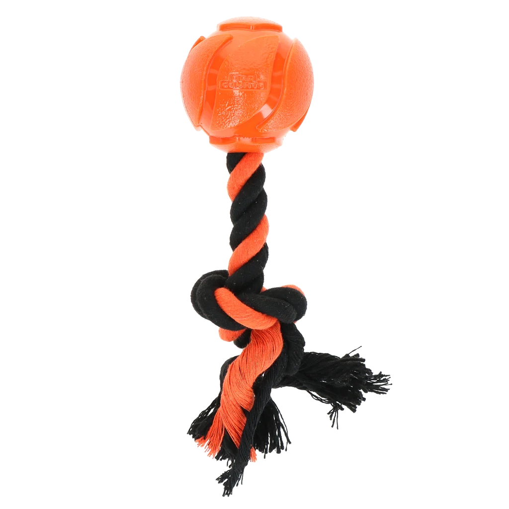 Balle pour chien avec corde en coton, 6 cm, orange – Dog Comets AstroTug – Image 2