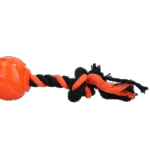 Balle pour chien avec corde en coton, 6 cm, orange – Dog Comets AstroTug – Image 3