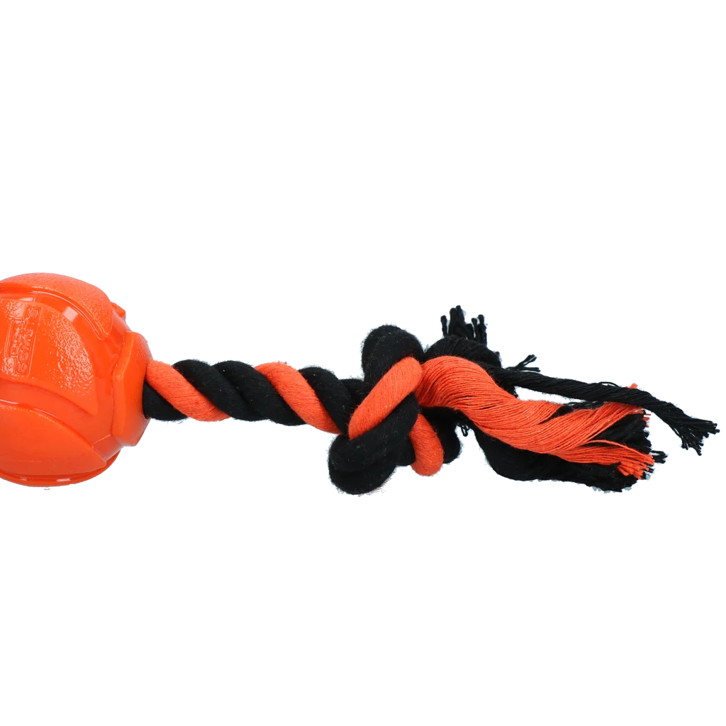 Balle pour chien avec corde en coton, 6 cm, orange – Dog Comets AstroTug – Image 3