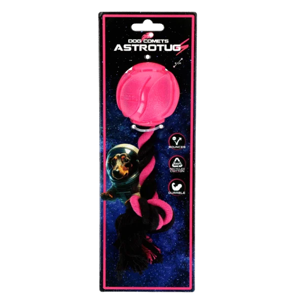 Balle pour chien avec corde en coton, 6 cm, rose – Dog Comets AstroTug