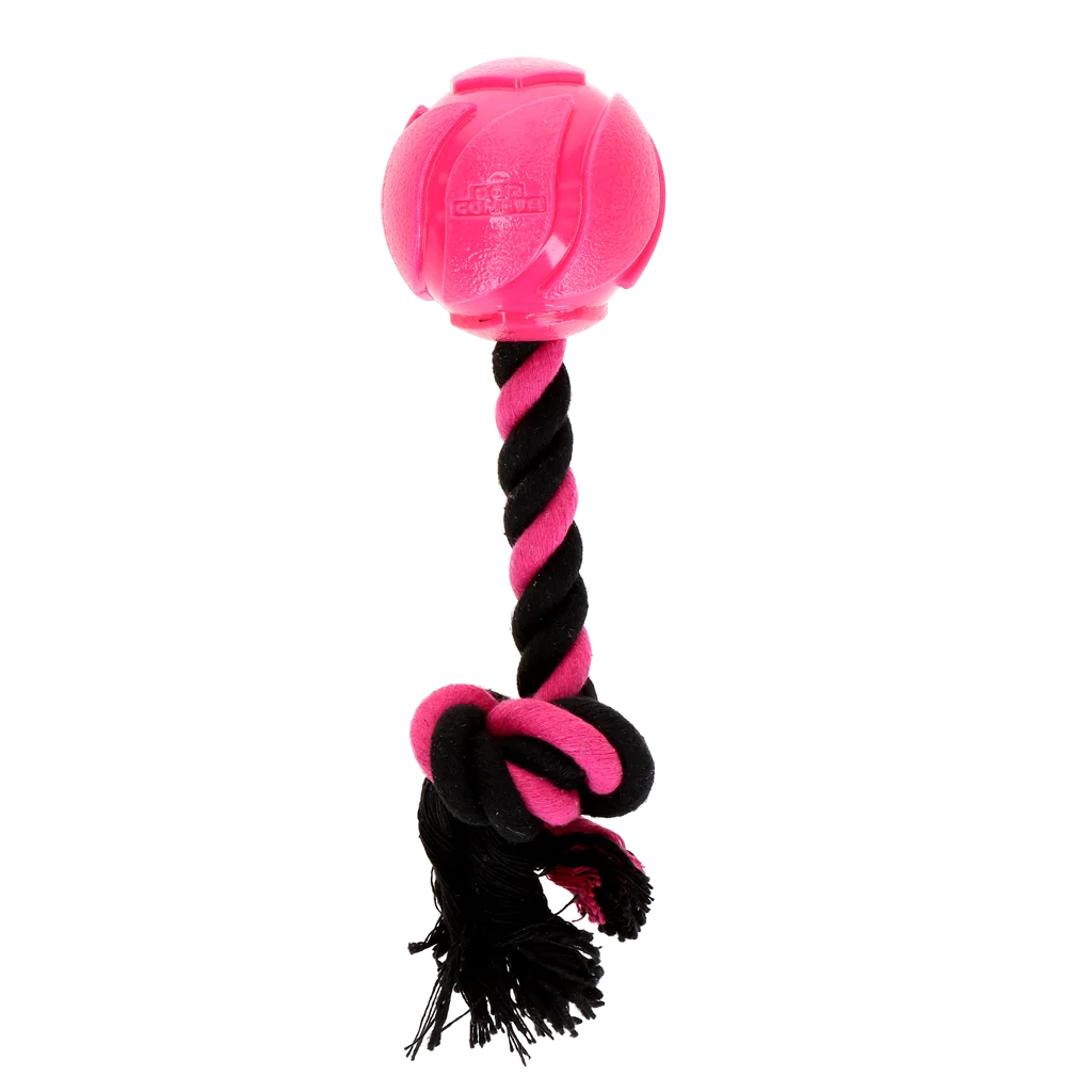 Balle pour chien avec corde en coton, 6 cm, rose – Dog Comets AstroTug – Image 2