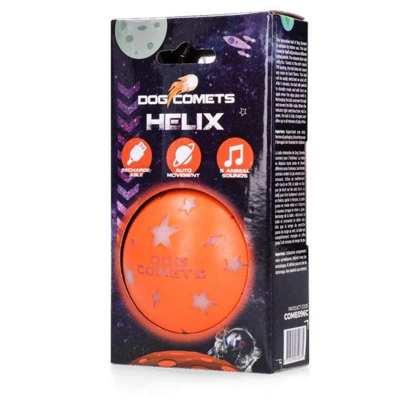 Balle pour chien à mouvements automatiques et sons d’animaux, orange – Dog Comets Helix