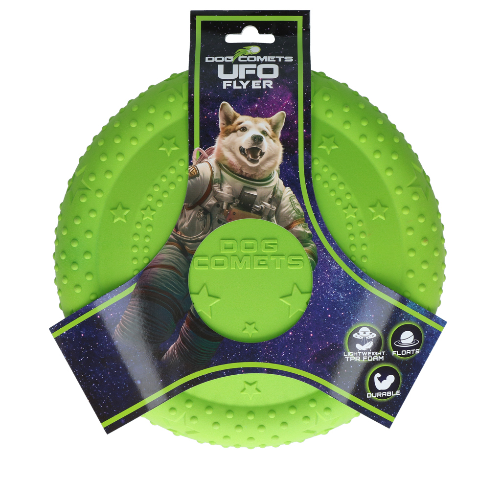 Hondenfrisbee van TPR Schuimrubber, Drijvend, Groen M – Dog Comets UFO Flyer Frisbee pour chien en mousse TPR, flottant, vert, M – Dog Comets UFO Flyer