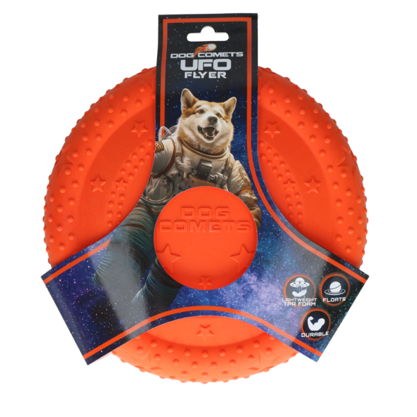 Frisbee pour chien en mousse TPR, flottant, orange, M – Dog Comets UFO Flyer