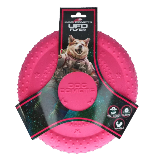 Frisbee en mousse pour chien, flottant, rose M – Dog Comets UFO Flyer