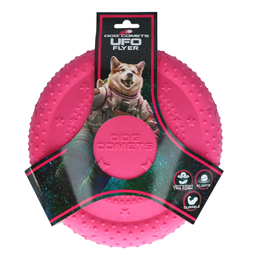 Frisbee en mousse pour chien, flottant, rose M – Dog Comets UFO Flyer – Image 1