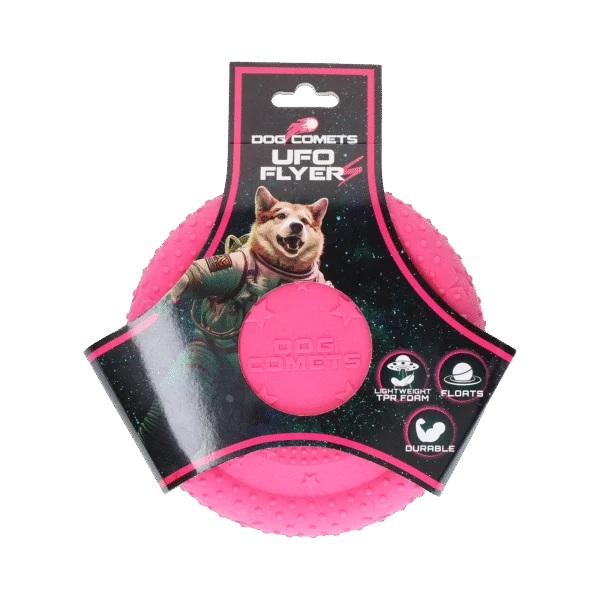Frisbee pour chien en caoutchouc mousse, flottant, rose S – Dog Comets UFO Flyer