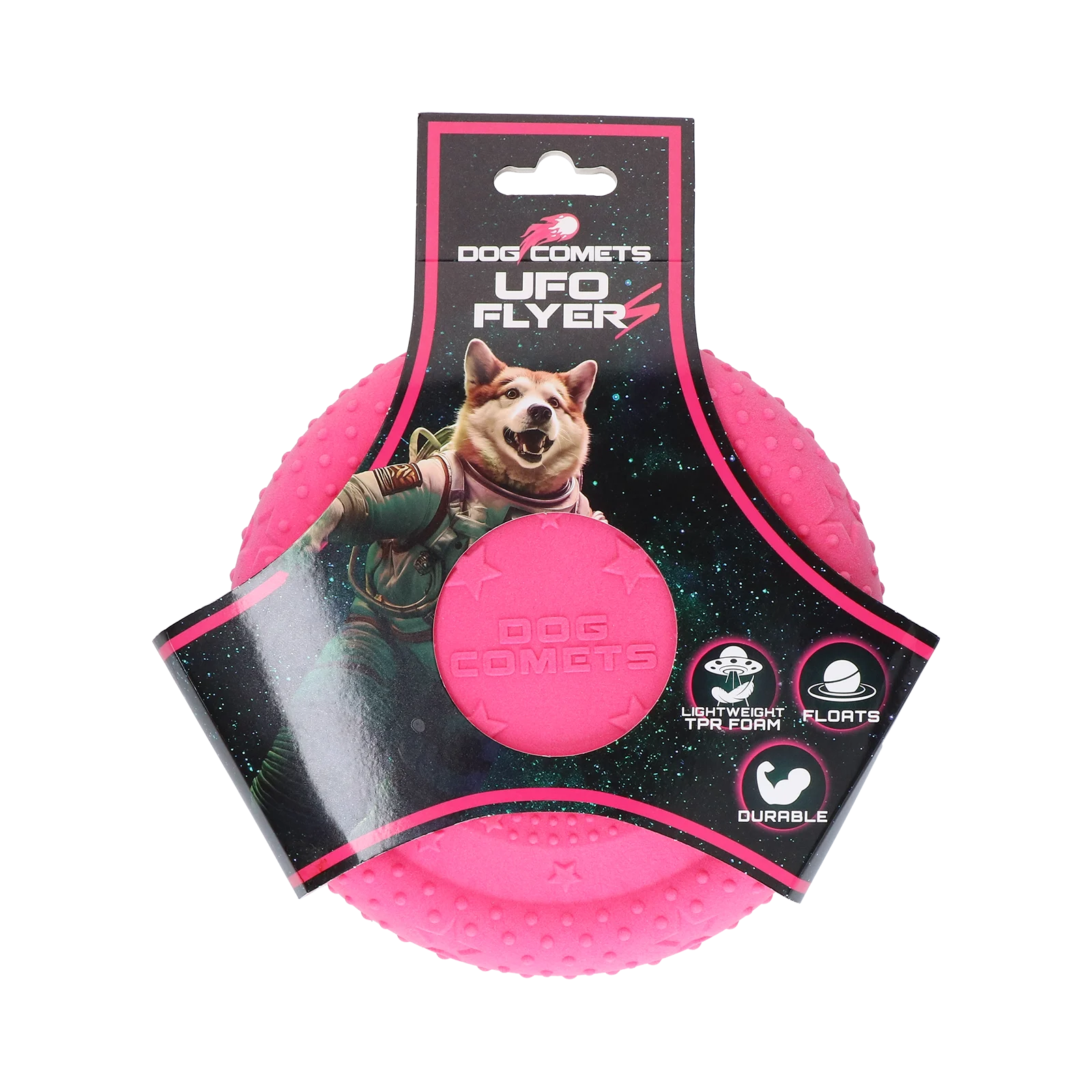 Frisbee pour chien en caoutchouc mousse, flottant, rose S – Dog Comets UFO Flyer – Image 1