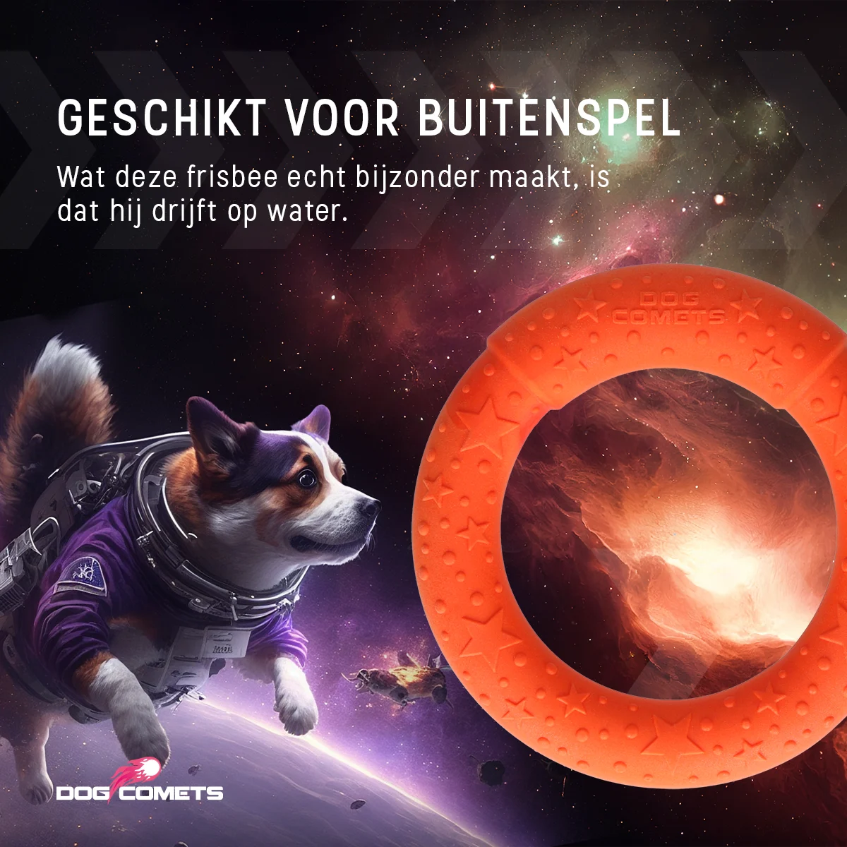 Anneau de lancer pour chien en mousse, flottant, orange M, Ø 19 cm – Dog Comets UFO Ring – Image 5