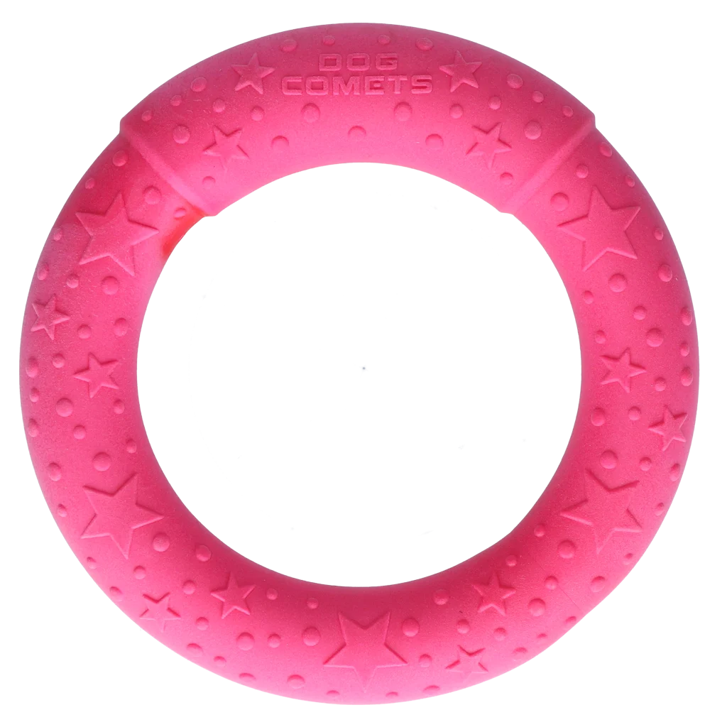 Anneau de lancer pour chien en caoutchouc mousse, flottant, rose M, Ø 19 cm – Dog Comets UFO Ring – Image 3