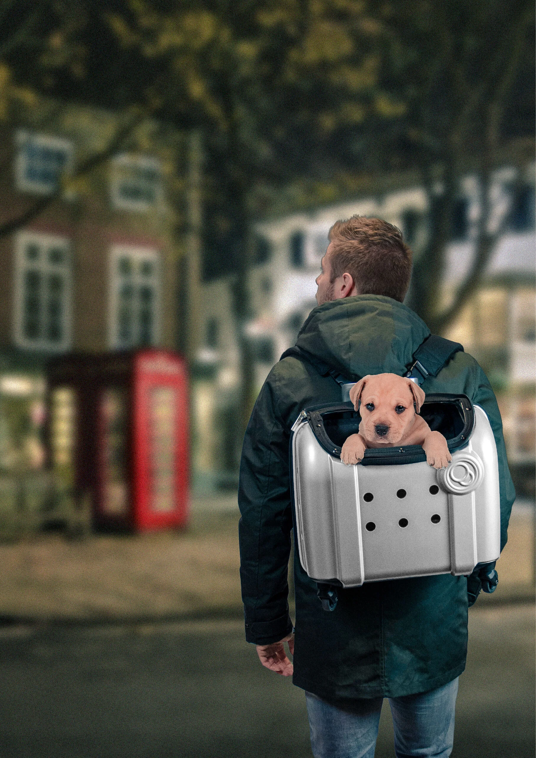 Sac de transport à roulettes pour chien avec fonction sac à dos, gris, 40 x 25 x 31 cm – Compaws Trolley London – Image 2