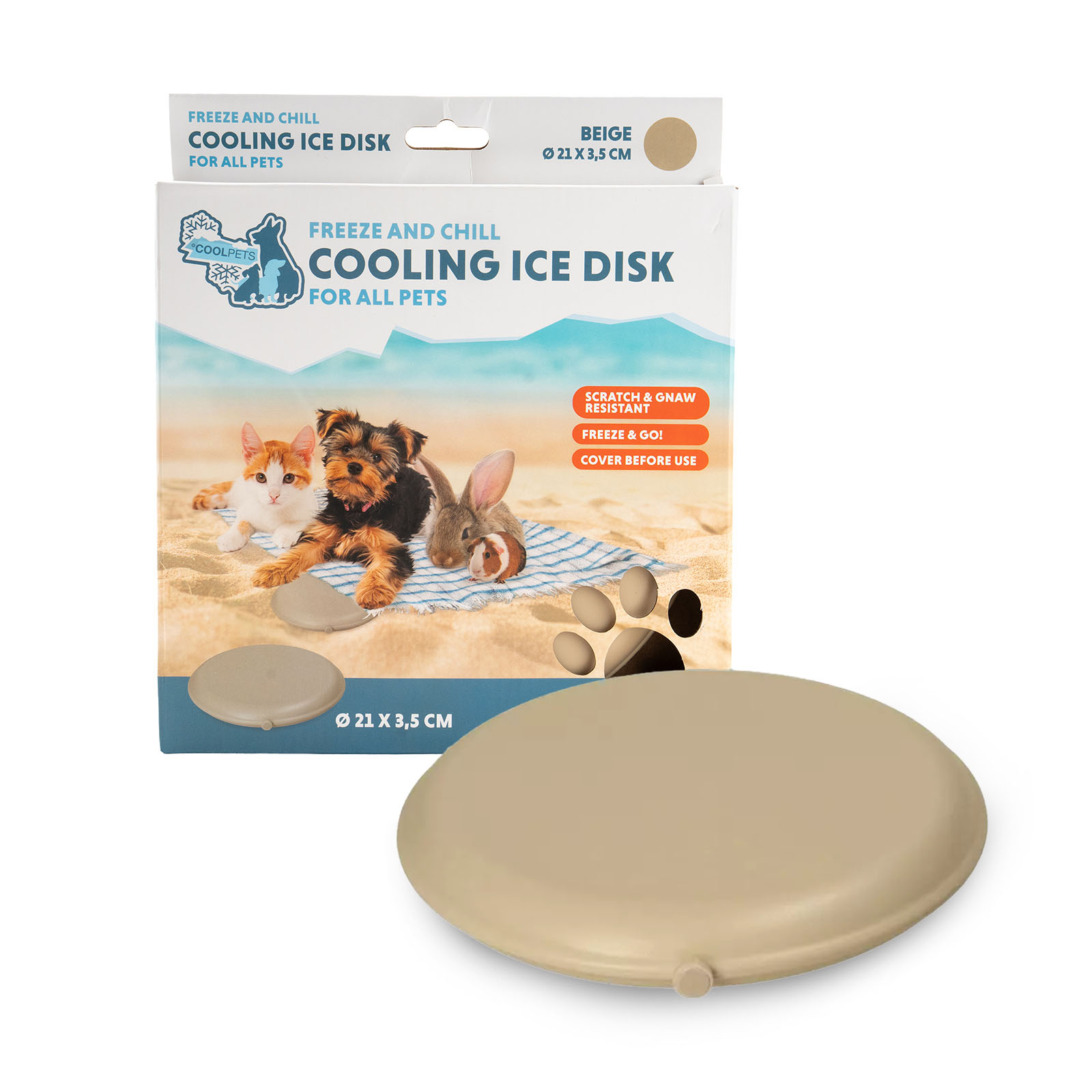 Koelschijf voor Honden, Beige, Invriesbaar – Coolpets Cooling Disc Disque rafraîchissant pour chiens, beige, à congeler – Coolpets Cooling Disc