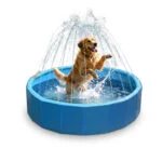 Piscine pour chien avec arroseurs, diamètre 120 cm, hauteur des parois 30 cm – Coolpets Splash Sprinkler Pool