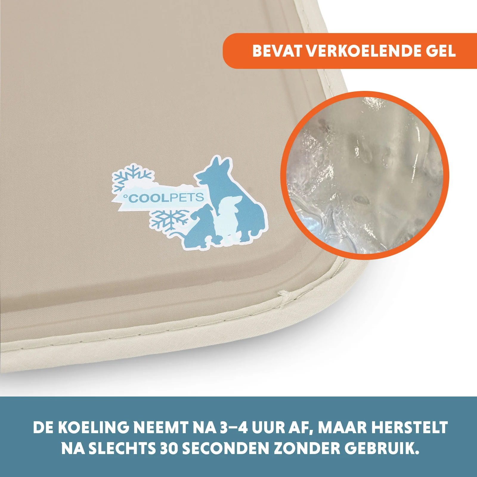 Tapis rafraîchissant pour chiens à gel solide, beige, L, 90 x 60 cm – Coolpets Gel Cooling Mat – Image 3