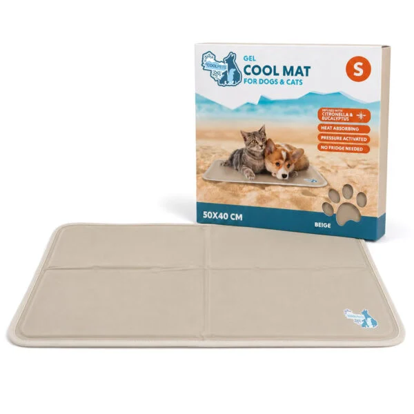 Tapis rafraîchissant pour chiens à gel solide, beige, S 50 x 40 cm – Coolpets Gel Cooling Mat