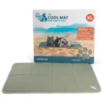 Tapis rafraîchissant pour chien à gel solide, vert olive, XL 120 x 70 cm – Coolpets Gel Cooling Mat