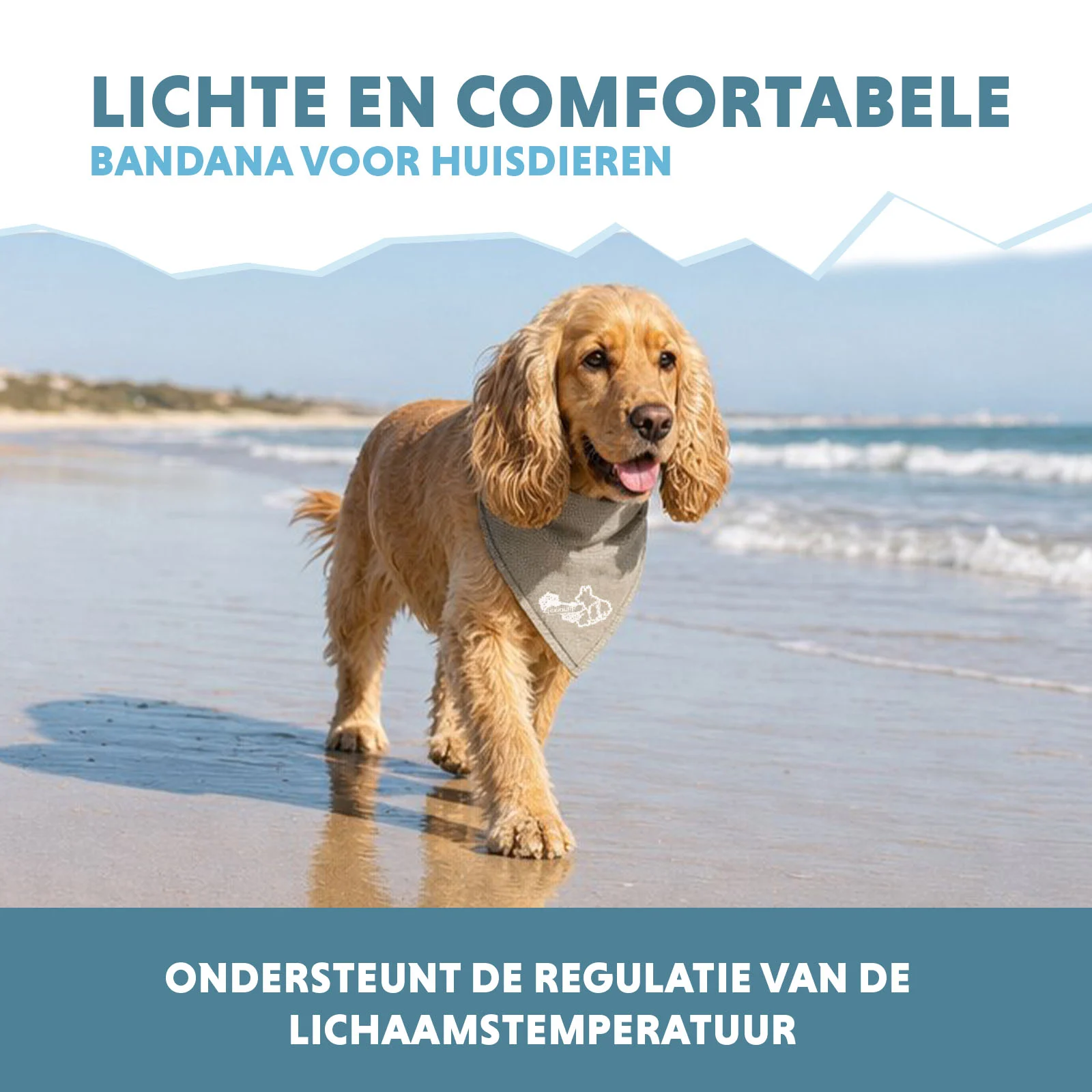 Bandana rafraîchissant pour chien, beige, M, 65 x 30 cm – Coolpets Cooling Bandana – Image 4