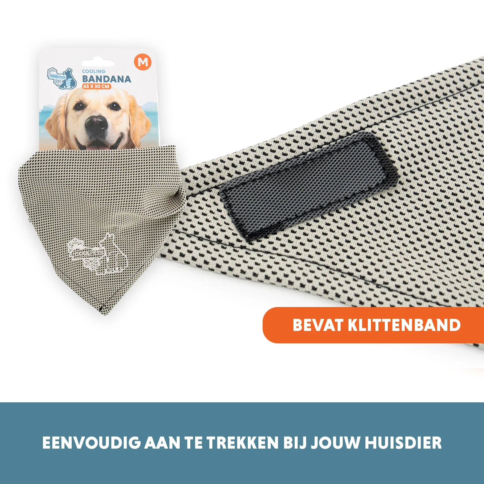 Bandana rafraîchissant pour chien, beige, M, 65 x 30 cm – Coolpets Cooling Bandana – Image 5