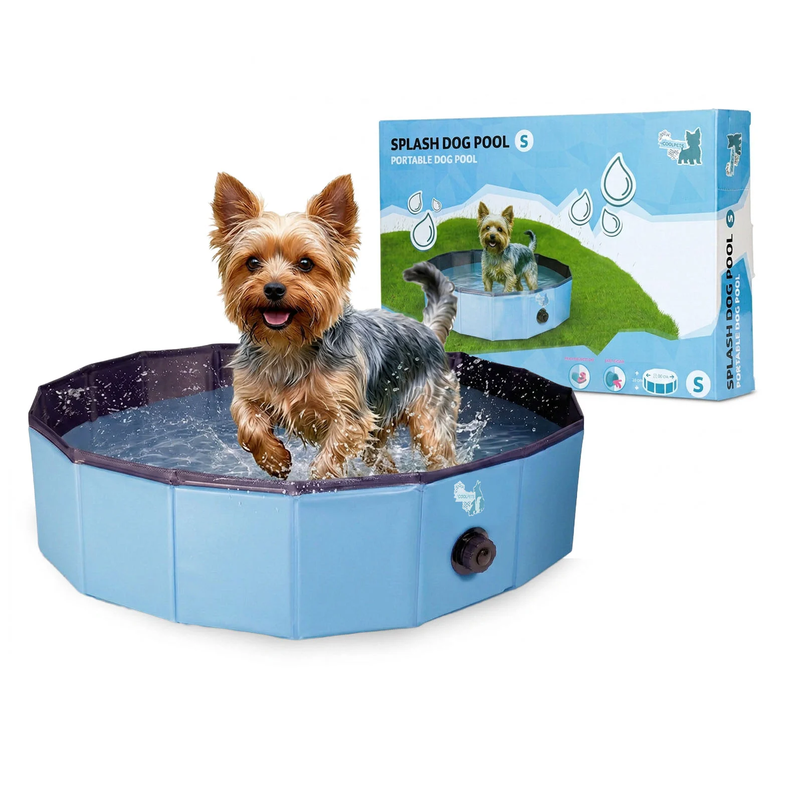 COOL056_00.jpg Piscine pour chien avec fond antidérapant, pliable, ø 80 x 20 cm – Coolpets Splash Dog Pool – Image 1