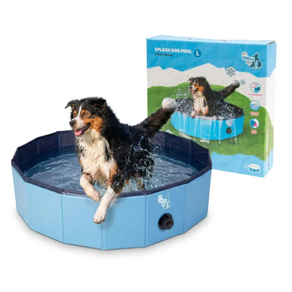 Piscine pour chien avec fond antidérapant, pliable, ø 120 x 30 cm – Coolpets Splash Dog Pool