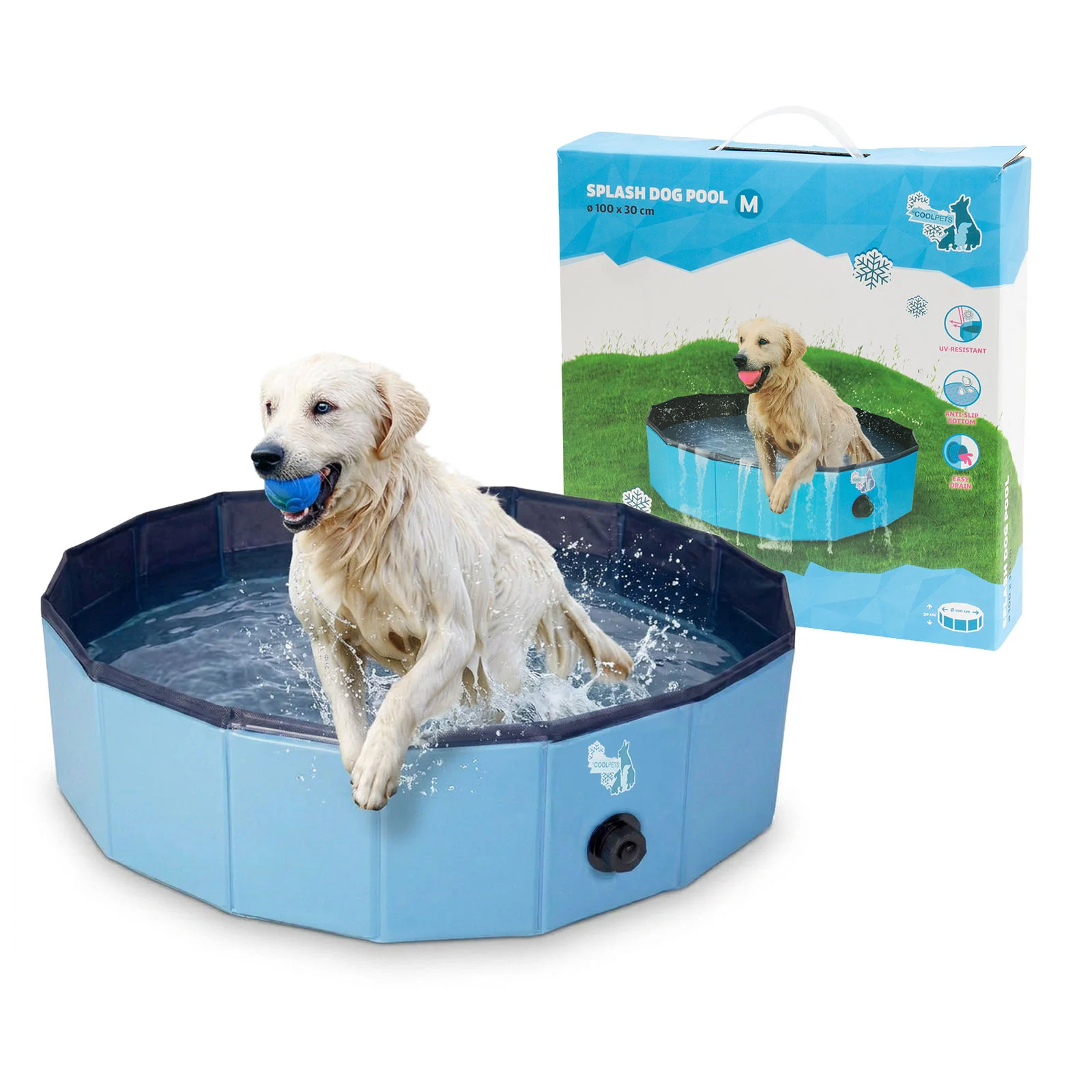 Piscine pliable pour chien avec fond antidérapant, ø 100 x 30 cm – Coolpets Splash Dog Pool – Image 1