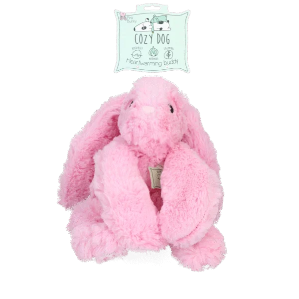 Peluche pour chien Lapin avec battement de cœur et sachet chauffant, rose, 30 x 20 cm, Cozy Dog Bunny