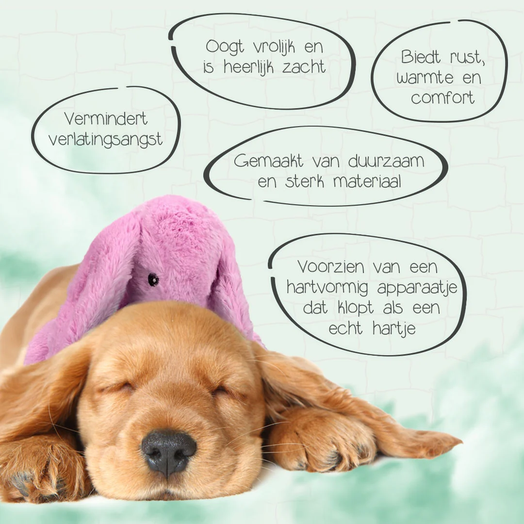 Peluche pour chien Lapin avec battement de cœur et sachet chauffant, rose, 30 x 20 cm, Cozy Dog Bunny – Image 3