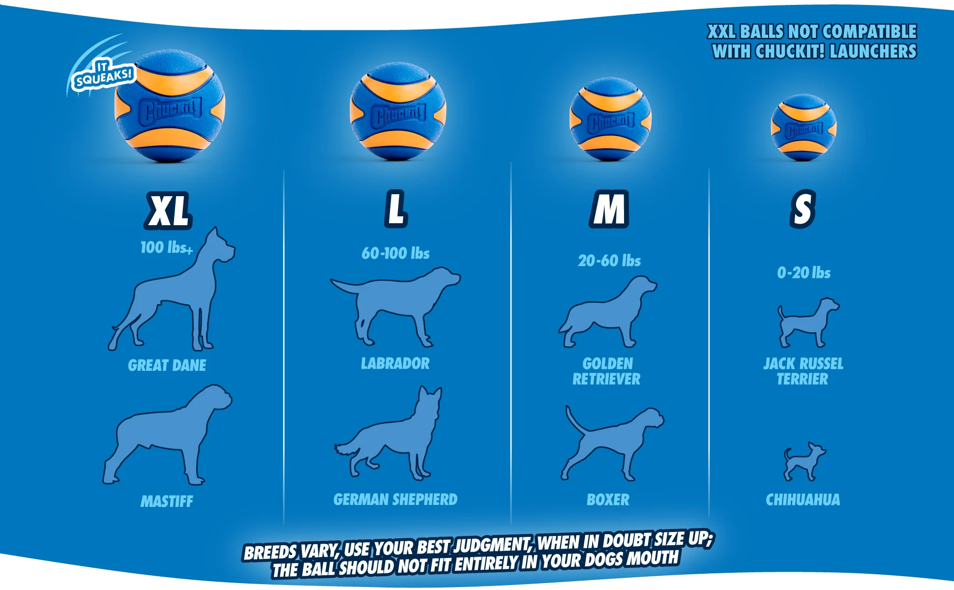 Balle pour chien en caoutchouc avec couineur L, ø 7 cm, 1 pièce – Chuckit! Ultra Squeaker Ball – Image 4