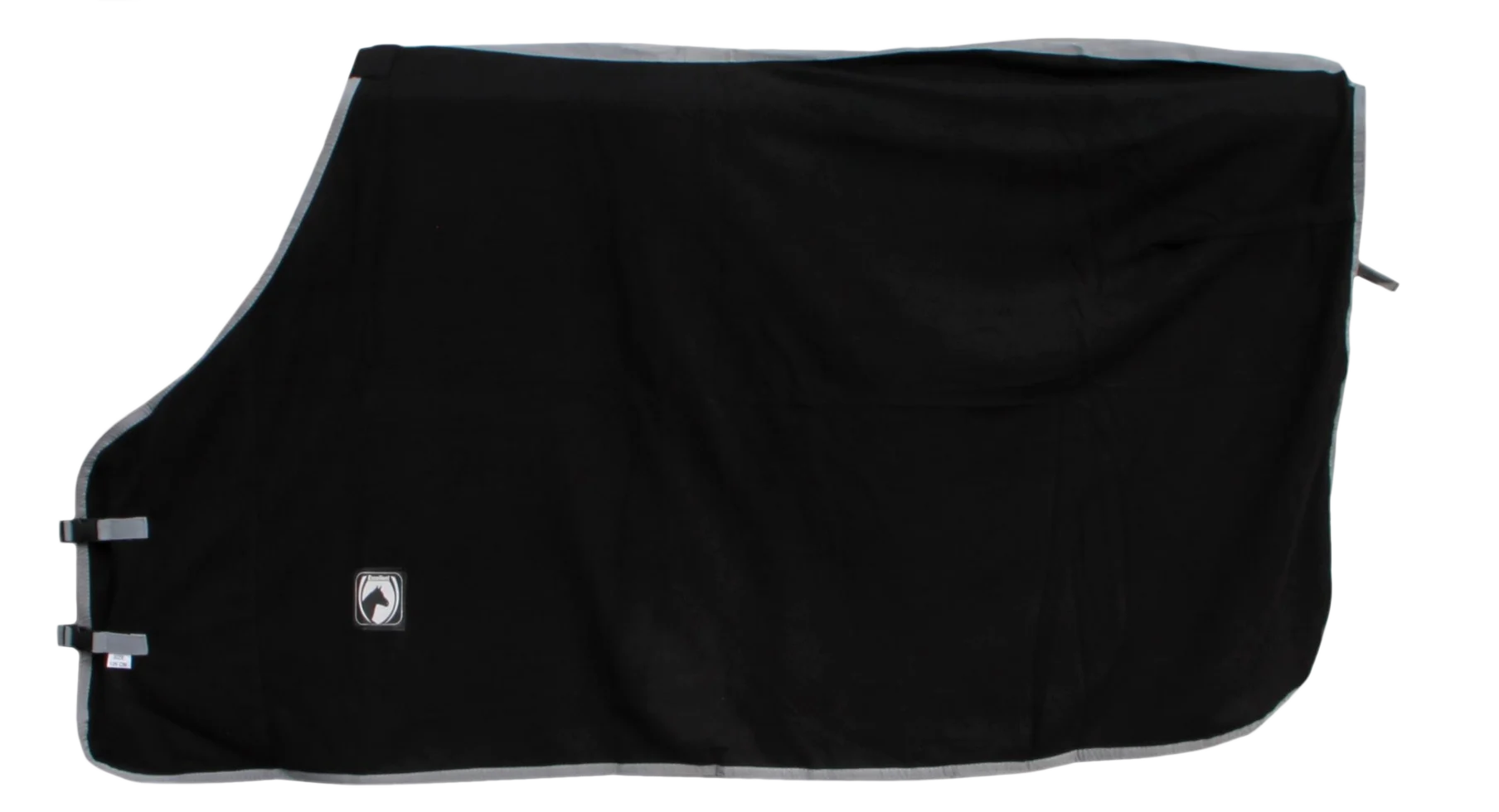 Couverture séchante en polaire avec fermeture à clip, noire avec liseré gris, 135/185 cm – Image 1