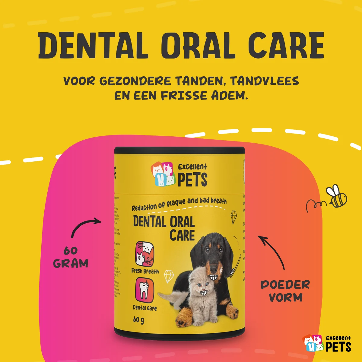 Poudre dentaire pour chiens et chats, 140 g – Excellent Pets Dental Oral Care – Image 2